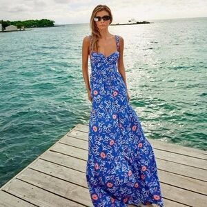 NWT Agua Bendita Dunna Antiq Floral Maxi Dress Size:M
